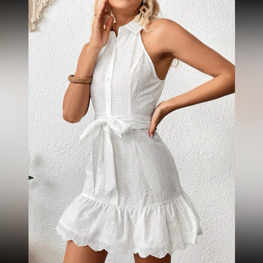 NWT white eyelet collar dress